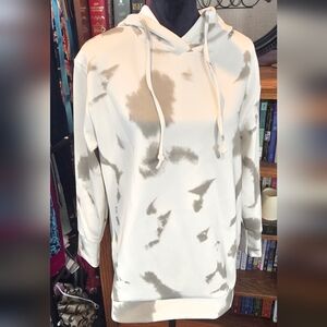 Buckle BKE Core XS Neutral Cream & Sage Print Comfy Everyday Pullover Hoodie